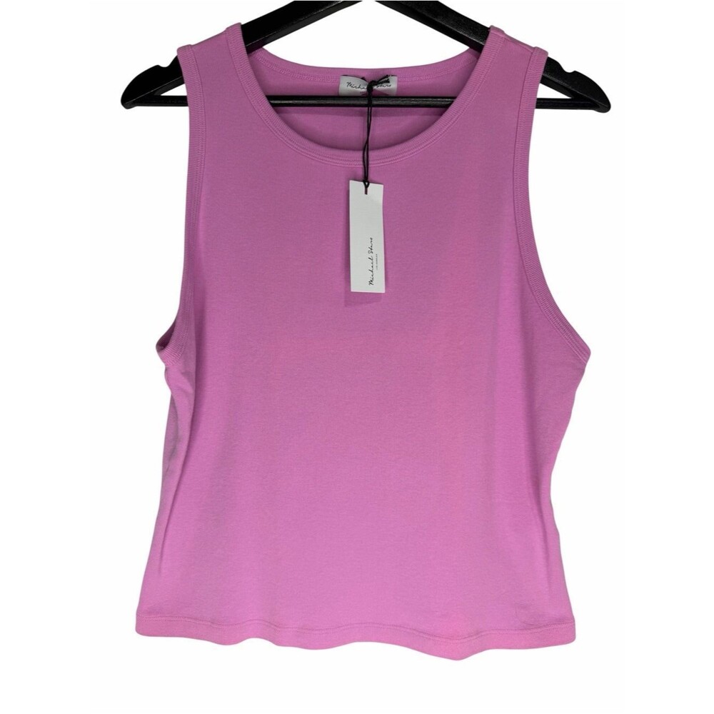 NWT Michael Stars Kendall Tank size XL Smoothie Pink Cotton Sleeveless Crop Top